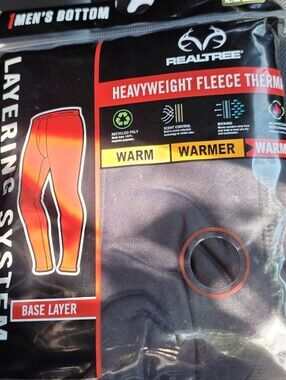 Realtree Black Heavyweight Fleece Thermal Base Layer